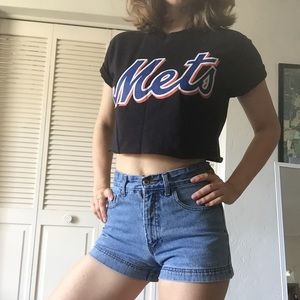 Mets crop top - reclaimed